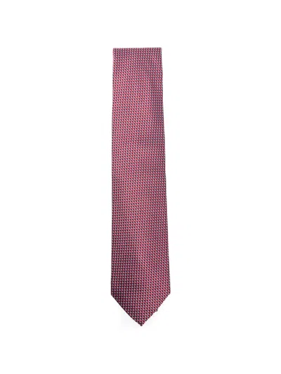 Brioni Geometric-pattern Silk Tie In Brown