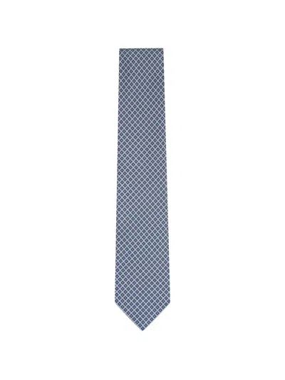 Brioni Geometric-pattern Tie In Blue