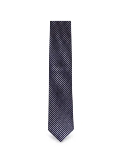 Brioni Geometric-pattern Tie In Blue