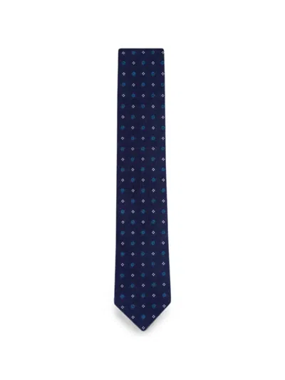 Brioni Geometric-pattern Tie In Blue
