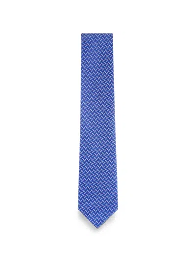Brioni Geometric-pattern Tie In Blue