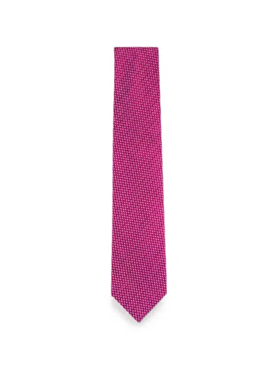 Brioni Geometric-pattern Tie In Pink