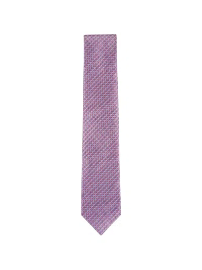 Brioni Geometric-pattern Tie In Pink
