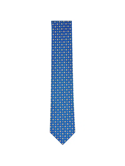 Brioni Geometric-print Silk Tie In Blue