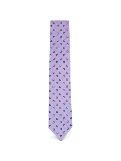 Brioni Geometric-print Tie In Pink