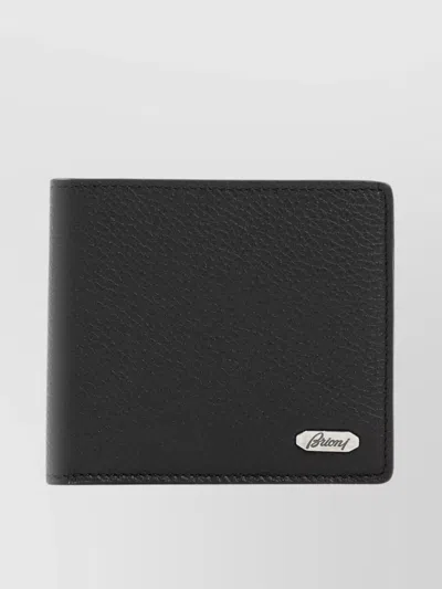 Brioni Grained Leather Bi-fold Wallet In Black