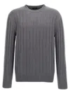 Brioni Crewneck Ribbed Sweater Long Sleeves In Grey
