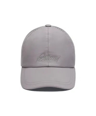 Brioni Grey Perforated Performa Baseball Hat In Gray