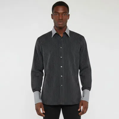 Pre-owned Brioni Grey Pin Striped Cotton Long Sleeve Shirt Xxl