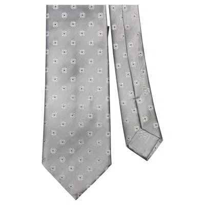 Pre-owned Brioni Grey White Floral Silk Tie