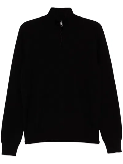Brioni Half-zip Jumper In Black