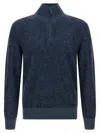 Brioni High Collar Long Sleeve Knit Pullover In Black