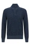 Brioni High Collar Long Sleeve Knit Pullover In Blue