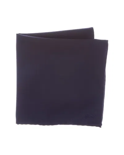 Brioni Hand Rolled Cashmere Pocket Square In Blue