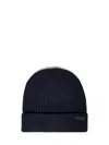 Brioni Logo Plaque Wool Knit Hat In Blue