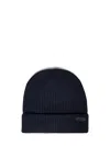 Brioni Ribbed Knit Beanie In Midnight Blue Wool In Blue