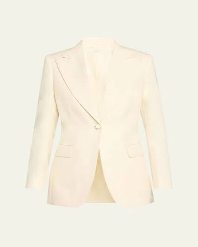 Brioni Herringbone Double-breasted Wool Jacket In Milk