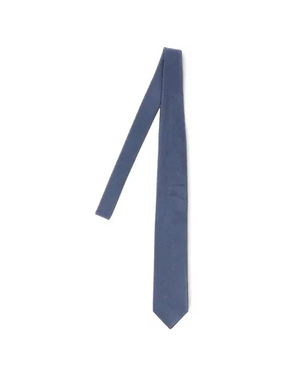 Brioni Herringbone Polka-dot Tie In Blue
