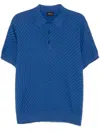Brioni Herringbone Polo Shirt In Blau