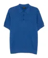 Brioni Herringbone Polo Shirt In Blue