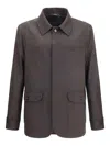 Brioni Herringbone Wool Jacket In Gray