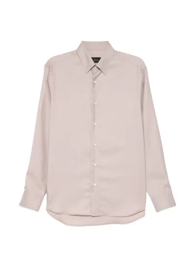 Brioni Hidden Bd Shirt In Neutral