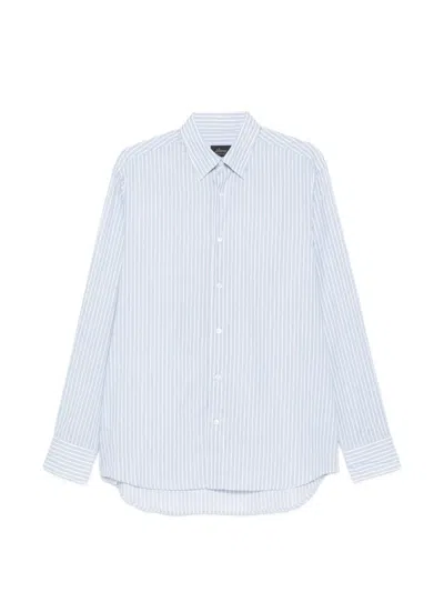 Brioni Hidden Striped Long-sleeve Shirt In White