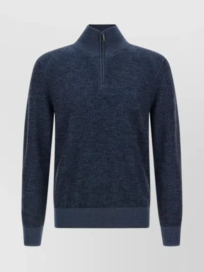 BRIONI HIGH COLLAR LONG SLEEVE KNIT PULLOVER
