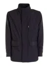 Brioni High Neck Button Jacket In Negro
