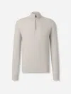 Brioni Ribbed Zip-neck Sweater In Gray