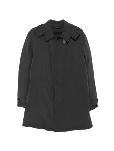 Brioni Hooded Button-up Coat In Gray