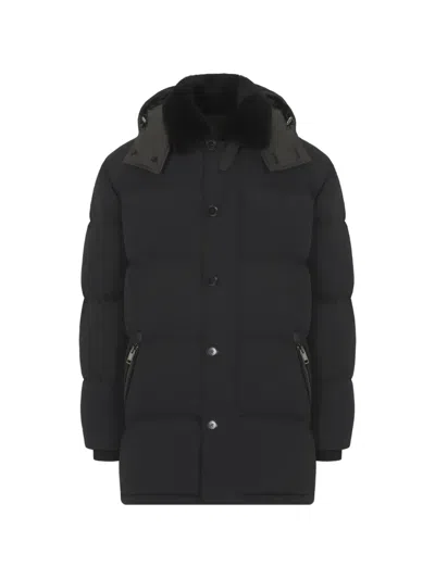 Brioni Hooded Puffer Coat In Black