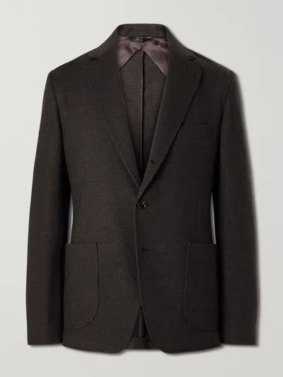 Brioni Houndstooth Cashmere Blazer In Brown