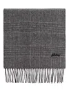 Brioni Houndstooth-pattern Fringed Scarf In Gray