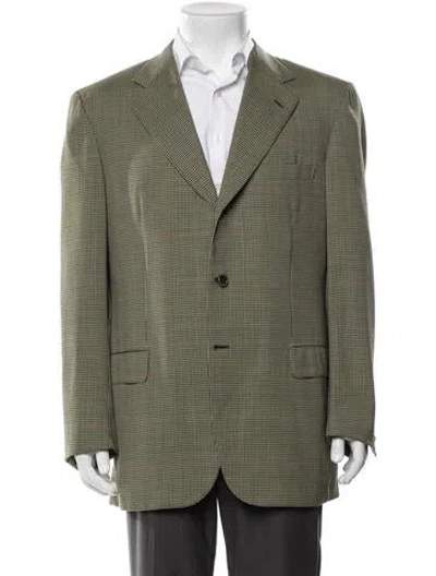 Pre-owned Brioni Houndstooth Print Blazer In Yellow