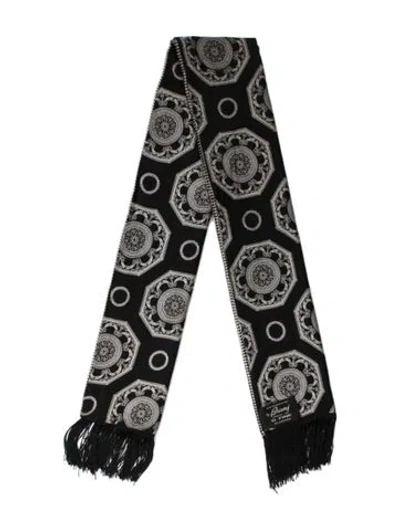 Pre-owned Brioni Houndstooth Print Scarf In Black