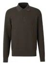 Brioni Interwoven Polo Jumper In Gray