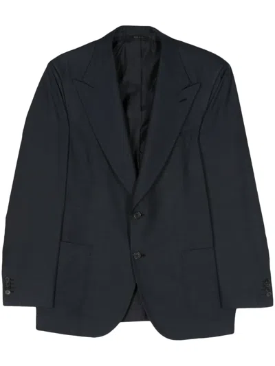 Brioni Interwoven Silk Blazer In Blue