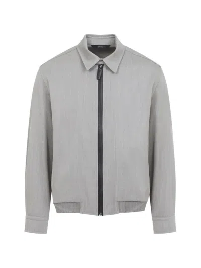 Brioni Long-sleeved Zip-up Jacket In Gray