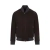 Brioni Ribbed Collar Bomber With Side Pockets In Brown