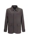 Brioni Herringbone Wool Jacket In Brown