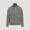 Brioni Suede Leather Jacket In Gray