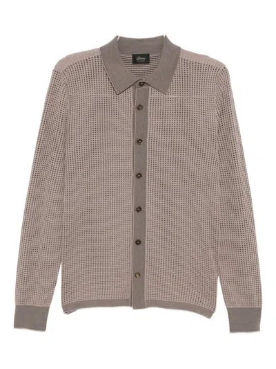 Brioni Jacquard Shirt In Brown