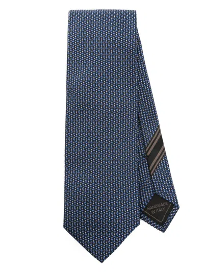 Brioni Jacquard Silk Tie In Blue