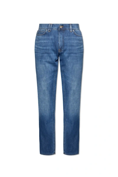 Brioni Jeans With Straight Legs In Azure