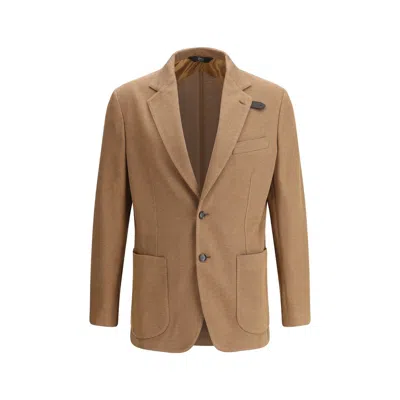 Brioni Jersey Blazer In Brown