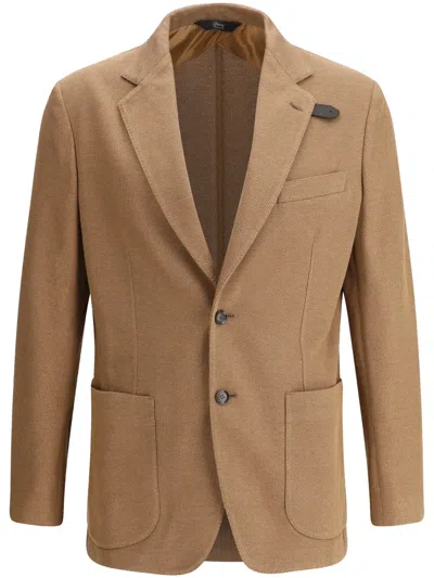 Brioni Jersey Blazer In Brown