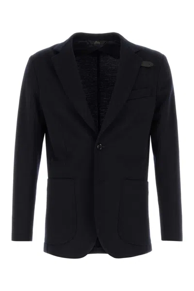 Brioni Jersey Blazer Milano Stitch Wool Stretch In Black
