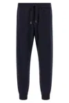 Brioni Cotton And Cashmere Joggers Pants Blue In Animal Print