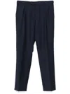 Brioni Pressed-crease Concealed-fastening Tailored Trousers In Blue